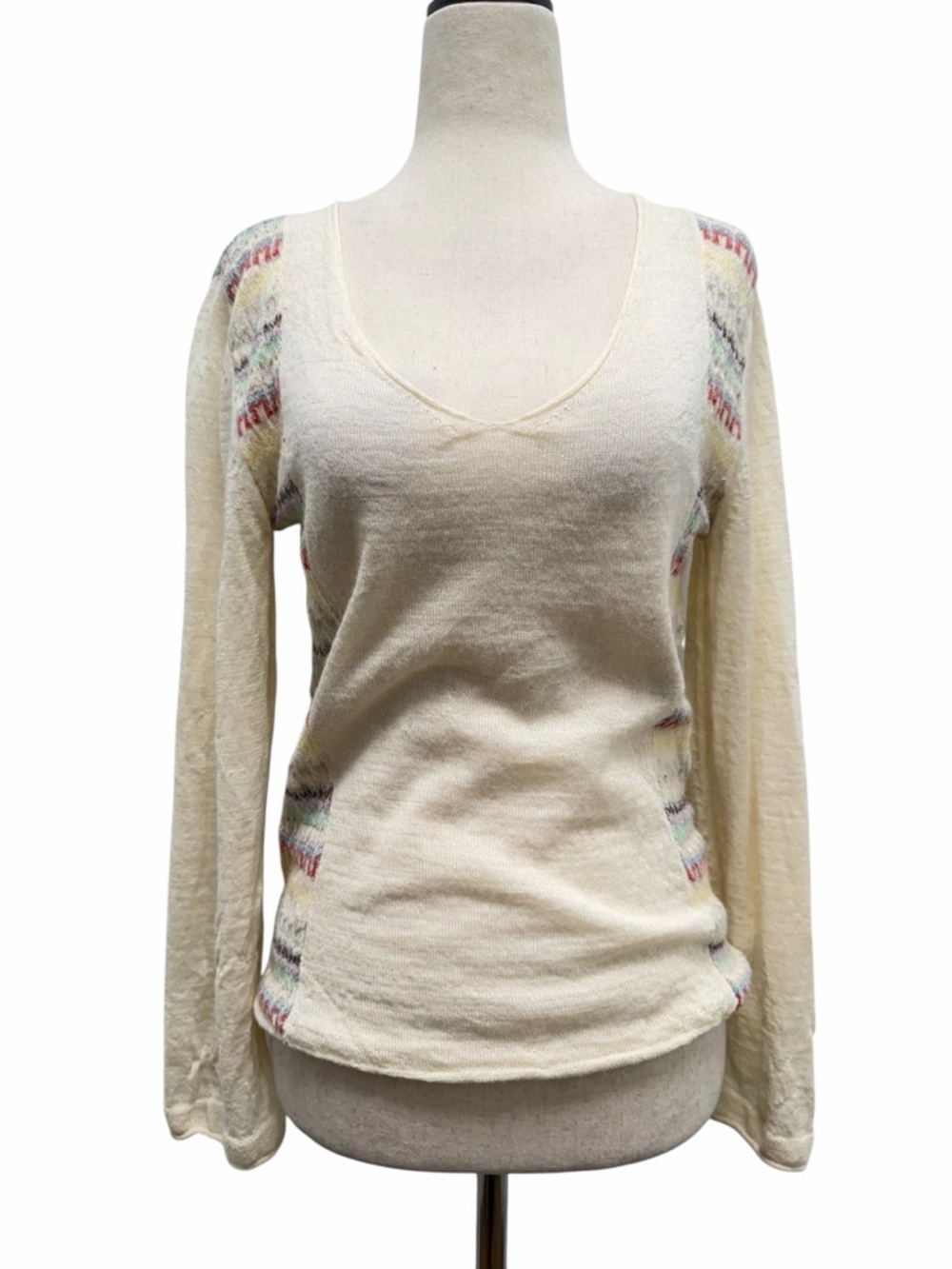 Mallkini Alpaca Bamboo Lightweight Long Sleeve Cream Sweater Size X-Small